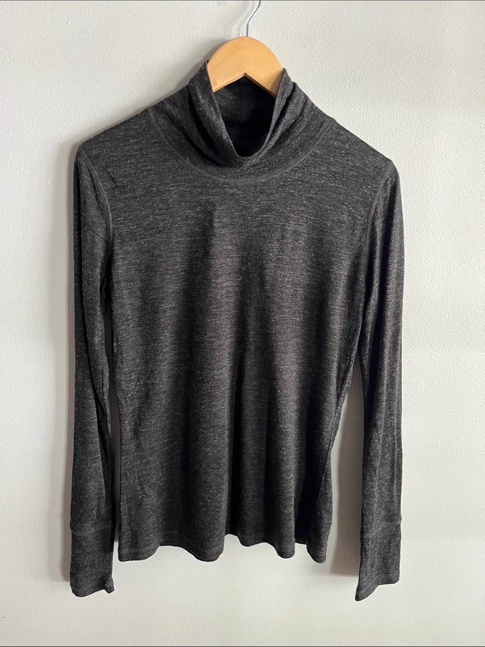 prAna Gray Turtleneck Long Sleeve Top Wool Blend Minimalist Casual L